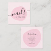 Moderne minimale roze nagels vierkante visitekaartje (Voorkant / Achterkant)