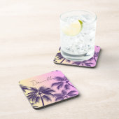 Moderne, minimale roze parelroze zonnepalmbomen bier onderzetter (Rechterzijde)