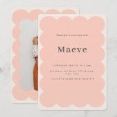 Moderne minimale roze retro golvende rand foto kaart (Voorkant / Achterkant)