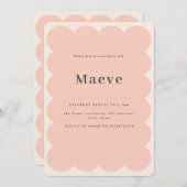 Moderne minimale roze retro golvende rand kaart (Voorkant / Achterkant)