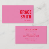 Moderne minimale roze rood vet typografie visitekaartje (Voorkant / Achterkant)