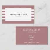 Moderne, minimale roze, roze strepen freelancer visitekaartje (Voorkant / Achterkant)