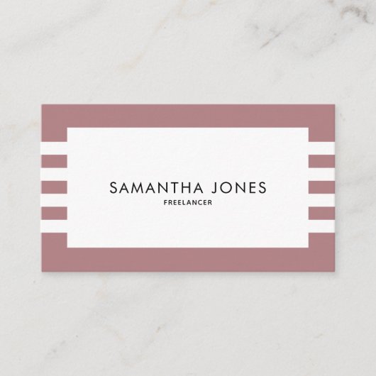 Moderne, minimale roze, roze strepen freelancer visitekaartje (Voorkant)