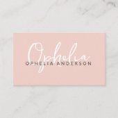 Moderne minimale roze script boho QRcode Visitekaartje (Voorkant)