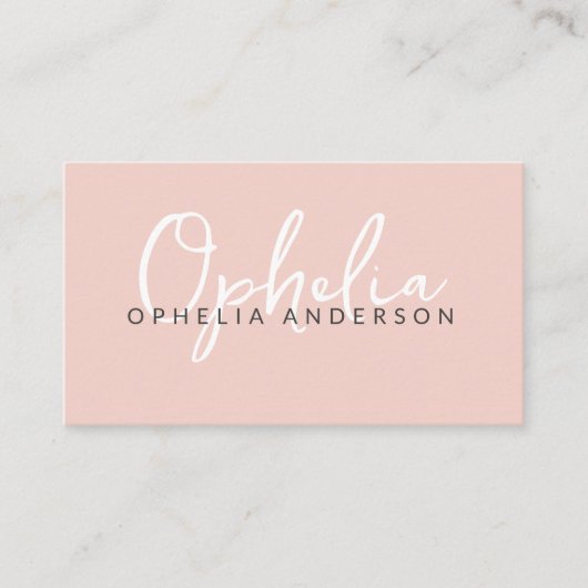 Moderne minimale roze script boho QRcode Visitekaartje (Voorkant)