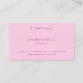 Moderne minimale roze Sjabloon eenvoudig Visitekaartje (Achterkant)
