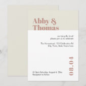 Moderne, minimale roze, stijlvolle bruiloft kaart (Voorkant / Achterkant)