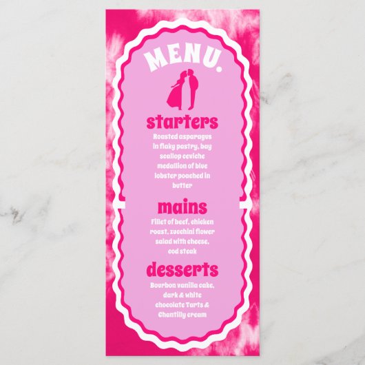 Moderne minimale roze stropdas kleurstof retro boo menu (Voorkant)