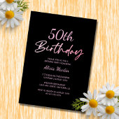 Moderne & minimale roze typografie Zwart Verjaarda Kaart