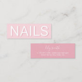 Moderne minimale roze typografische nagels mini visitekaartje (Voorkant / Achterkant)