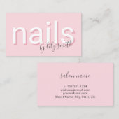 Moderne minimale roze typografische nagels visitekaartje (Voorkant / Achterkant)