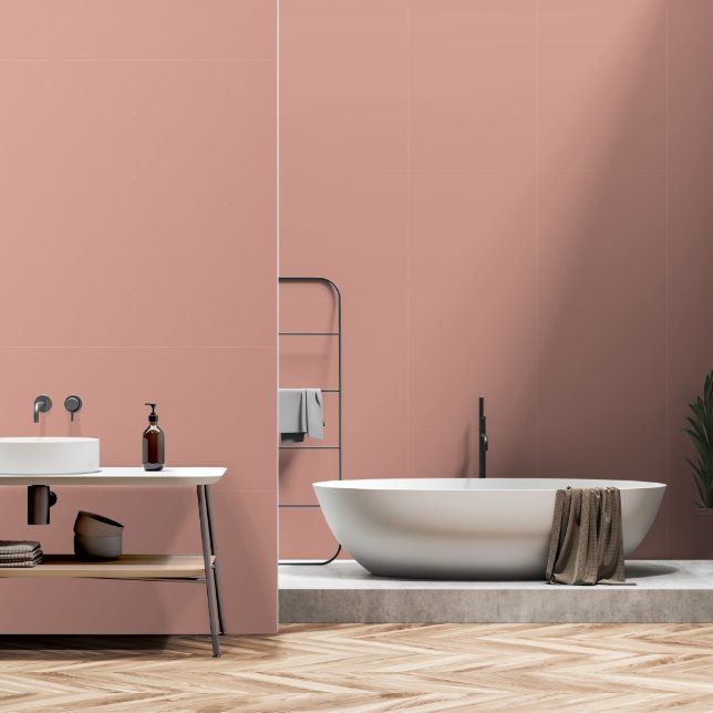 Moderne, minimale, roze, vaste kleur behang (Badkamer)