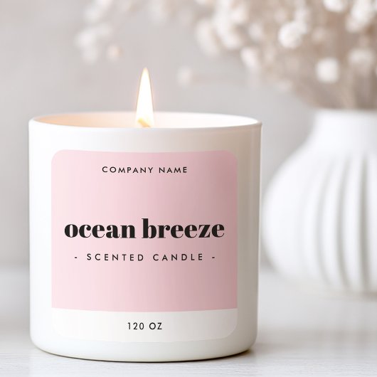 Moderne, minimale roze vierkant productlabel vierkante sticker