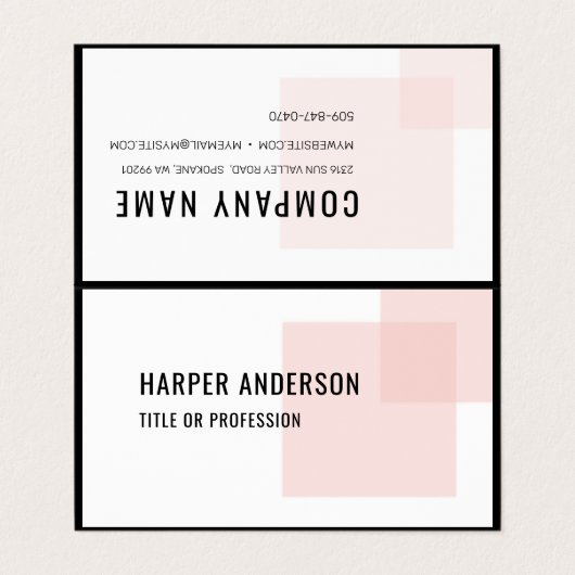 Moderne minimale roze Visitekaartjes op het roze p (Buitenkant ongevouwen)