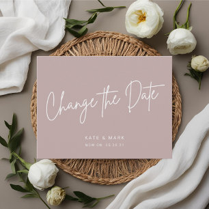 Moderne minimale roze wijzig de datum bekendmaking briefkaart