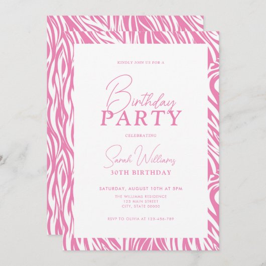 Moderne minimale roze wit 30e verjaardag kaart (Voorkant / Achterkant)