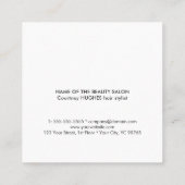 Moderne minimale roze witte haarlijst vierkante visitekaartje (Achterkant)