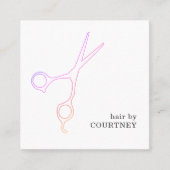 Moderne minimale roze witte haarlijst vierkante visitekaartje (Voorkant)