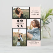 Moderne minimale roze zwarte foto-raster in kaart (Staand voorkant)