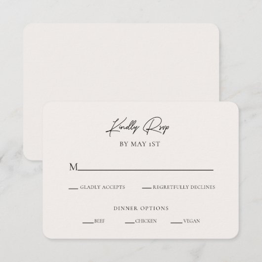 Moderne minimale RSVP Enclosure Kaart (Voorkant / Achterkant)