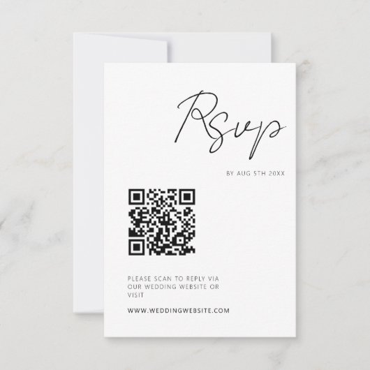 Moderne Minimale RSVP QR-code voor script (Voorkant)