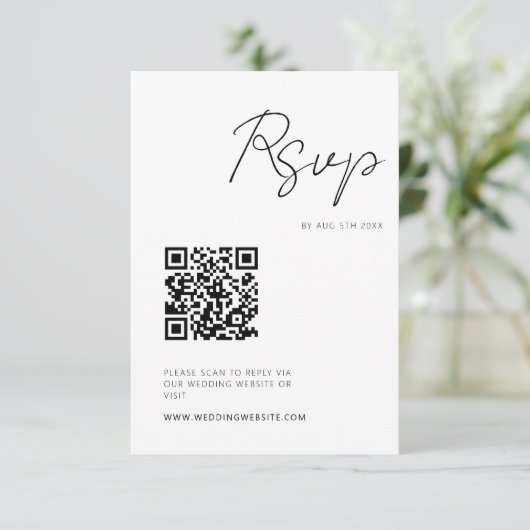 Moderne Minimale RSVP QR-code voor script (Staand voorkant)