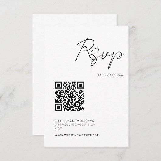 Moderne Minimale RSVP QR-code voor script (Voorkant / Achterkant)