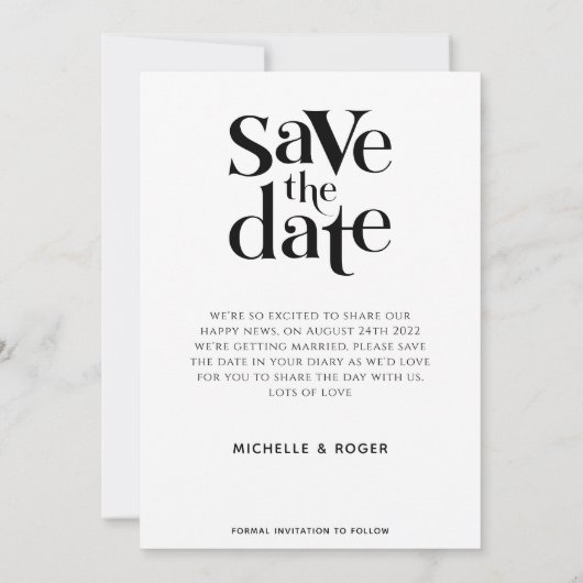 Moderne minimale rustieke foto Save The Date kaart (Achterkant)