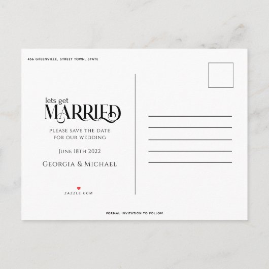 moderne, minimale rustige foto Sla de datumkaart o Aankondigingskaart (Achterkant)