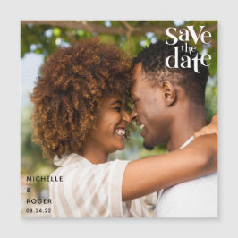 moderne, minimale rustige foto Sla de datumkaart o Magnetische Uitnodiging