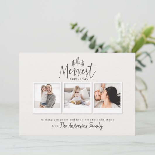 moderne minimale rustige multi-foto feestdagenkaart (Staand voorkant)