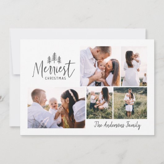 moderne minimale rustige multi-foto feestdagenkaart (Voorkant)