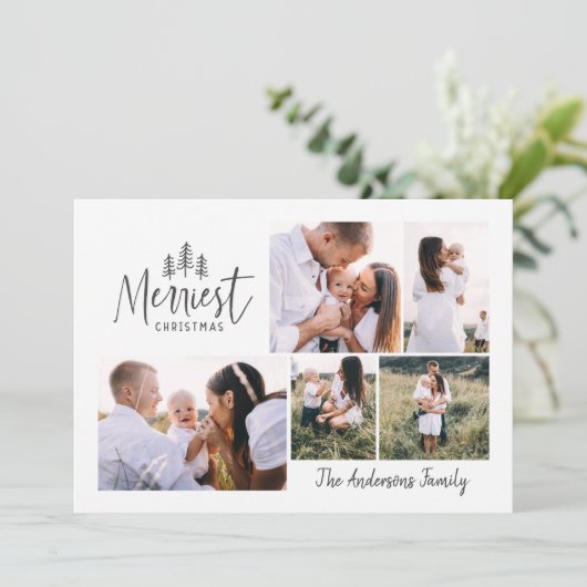 moderne minimale rustige multi-foto feestdagenkaart (Staand voorkant)