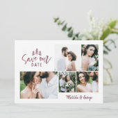 moderne minimale rustige multi-fotobruiloft save the date (Staand voorkant)