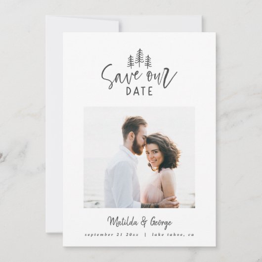 moderne minimale rustige multi-fotobruiloft save the date (Voorkant)