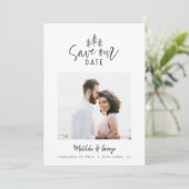 moderne minimale rustige multi-fotobruiloft save the date (Staand voorkant)