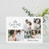 moderne minimale rustige multi-fotobruiloft save the date (Staand voorkant)