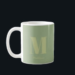Moderne Minimale Sage Green Monogram Initiaal Naam Koffiemok<br><div class="desc">Sage Groen Modern Minimaal Monogram Initiaal Naam Koffie Mok</div>