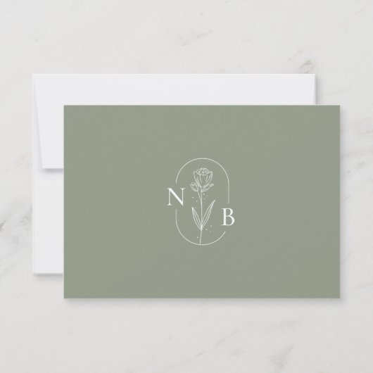 Moderne Minimale Sage Groene Boho Bruiloft QR Code RSVP Kaartje (Achterkant)