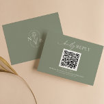 Moderne Minimale Sage Groene Boho Bruiloft QR Code RSVP Kaartje<br><div class="desc">Moderne Minimale Sage Groene Boho Bruiloft QR Code RSVP-kaart. Monogram aan de achterkant.</div>