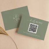 Moderne Minimale Sage Groene Boho Bruiloft QR Code RSVP Kaartje