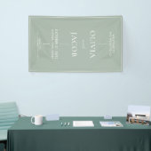 Moderne Minimale Sage Groene Bruiloft Welkom Spandoek (Beurs)