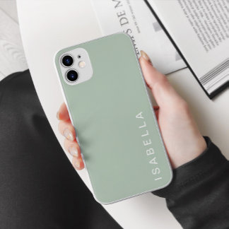 Moderne Minimale Sage Groene Gepersonaliseerde Naa iPhone 15 Pro Max Hoesje