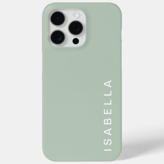 Moderne Minimale Sage Groene Gepersonaliseerde Naa Case-Mate iPhone Case (Achterkant)