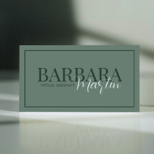 Moderne Minimale Sage Groene QR Code Visitekaartje