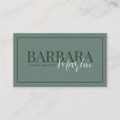 Moderne Minimale Sage Groene QR Code Visitekaartje (Voorkant)