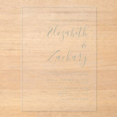 Moderne Minimale Sage Groene Script Bruiloft Acryl Uitnodigingen (Voorkant)