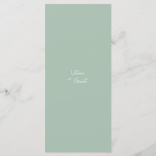 Moderne Minimale Sage Groene Script Bruiloft Menu (Achterkant)