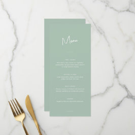 Moderne Minimale Sage Groene Script Bruiloft Menu