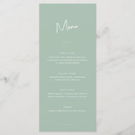 Moderne Minimale Sage Groene Script Bruiloft Menu